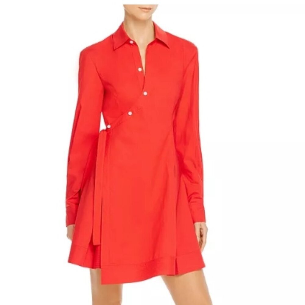 Derek Lam 10 Crosby Petra Wrap Shirt Dress – Red – S – NWT